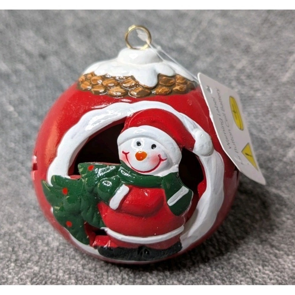 Snowman Ceramic Lantern Ornament LED Light Christmas Tree Decor Tested